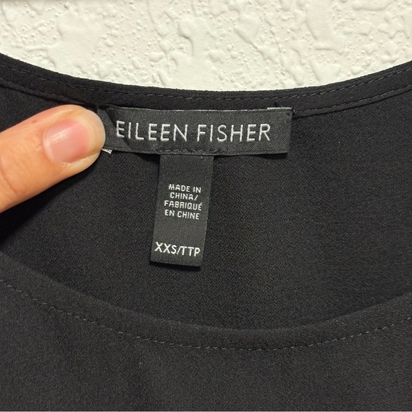 Eileen Fisher 100% Silk Black Scoop Neck Tank Top XXS - Picture 2 of 7